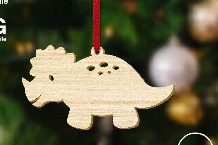 Σετ των 2 Intra απο ξύλο plywood 3mm-4mm πάχος – Χριστουγεννιάτικο στολίδι Triceratops Dinosaur Δίασταση  20x20 cm INTRAFABR-83645993