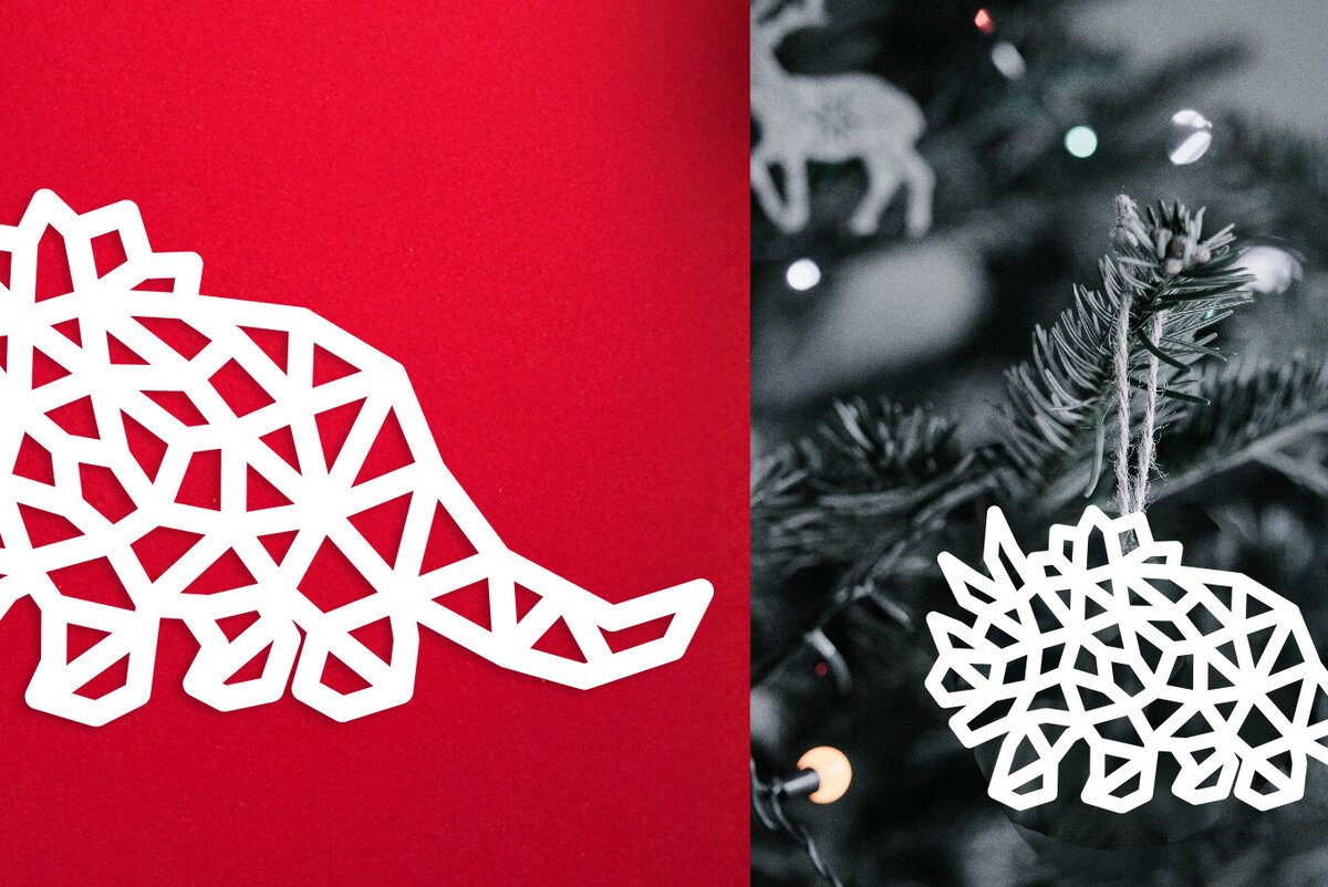 Σετ των 2 Intra απο ξύλο plywood 3mm-4mm πάχος – Triceratops Dinosaur Cut με λέιζερ Δίασταση  20x20 cm INTRAFABR-119034017