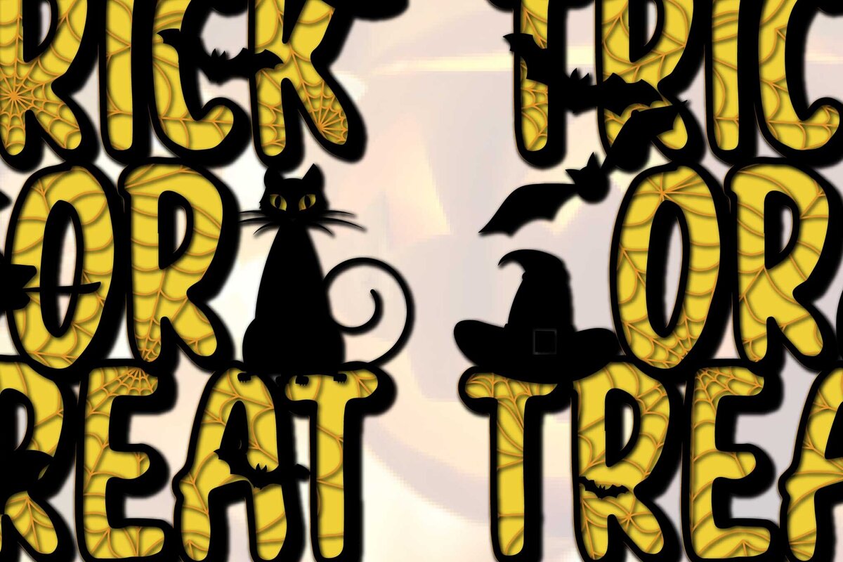 Σετ των 2 Intra απο ξύλο plywood 3mm-4mm πάχος – Πακέτο 3D για το Halloween Trick or Treat Δίασταση  20x20 cm INTRAFABR-78106408