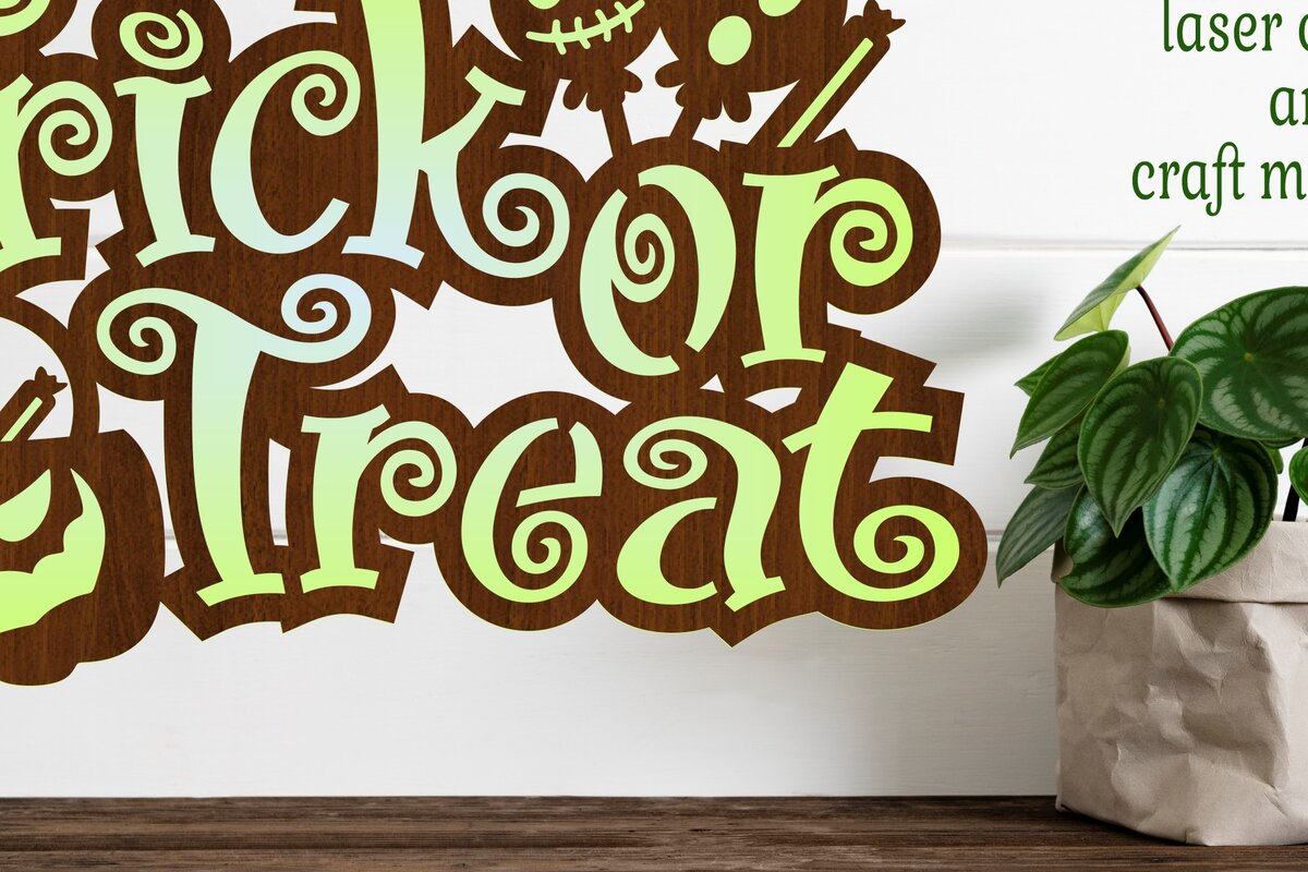 Intra απο ξύλο plywood 3mm-4mm πάχος – Trick or Treat Halloween Sign Laser Δίασταση  40x30 cm INTRAFABR-73541932