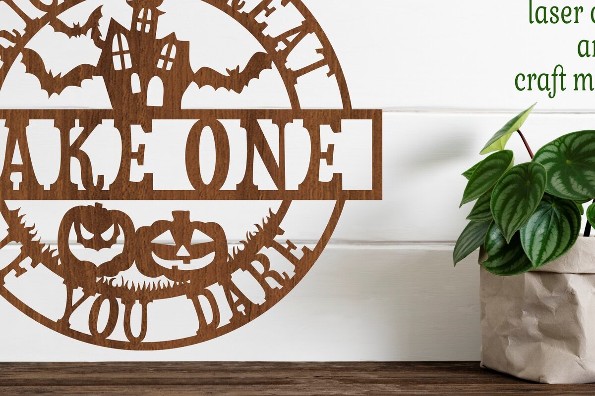 Intra απο ξύλο plywood 3mm-4mm πάχος – Trick or Treat Halloween Sign Laser Δίασταση  40x30 cm INTRAFABR-73461914