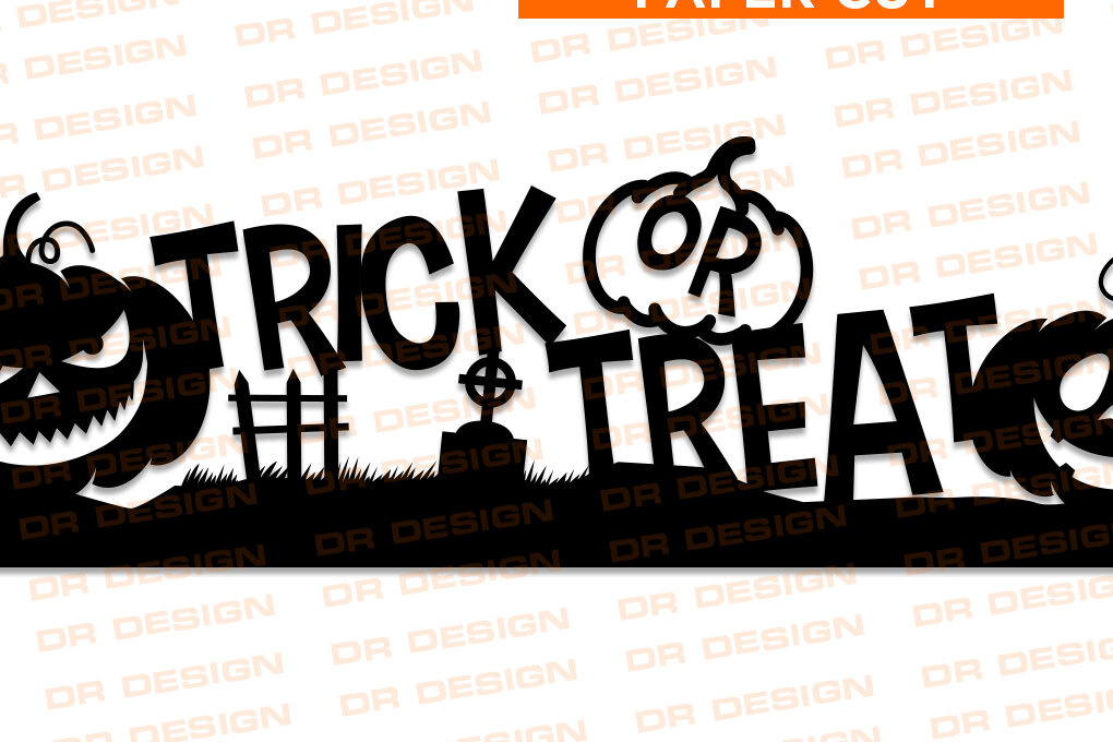 Σετ των 2 Intra απο ξύλο plywood 3mm-4mm πάχος – Χαρτοκόψιμο κολοκύθας Trick or Treat Δίασταση  20x20 cm INTRAFABR-6264000