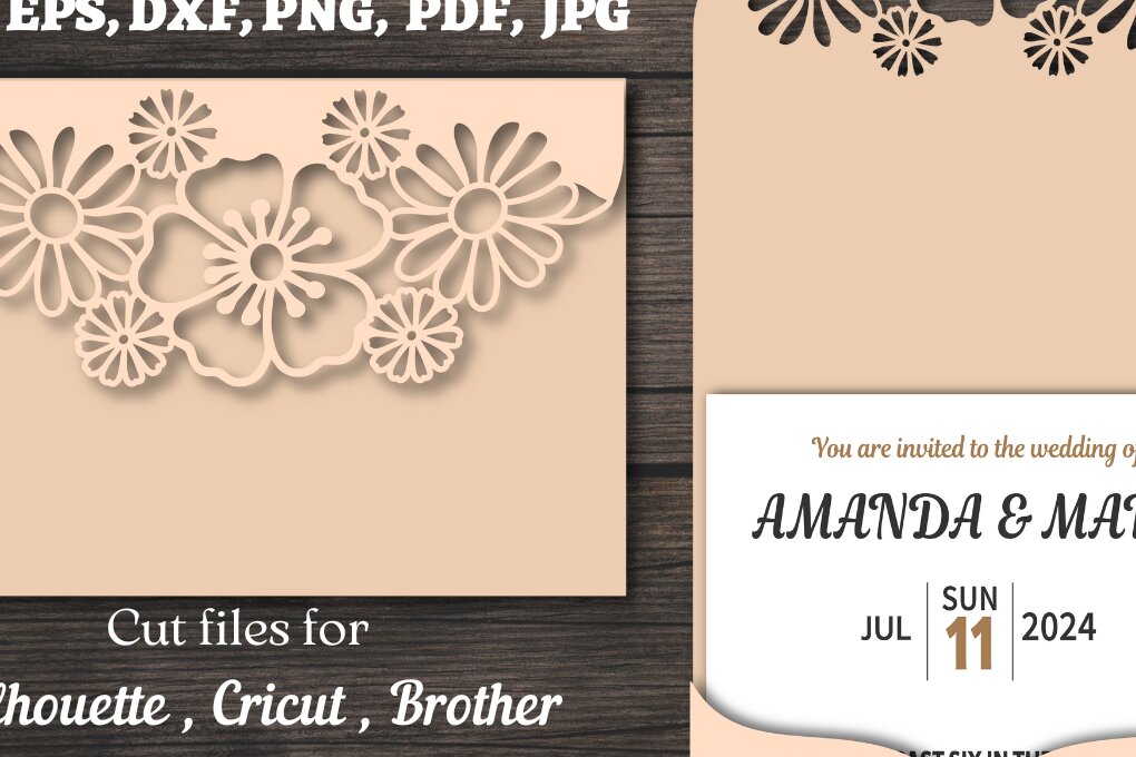 Σετ των 2 Intra απο ξύλο plywood 3mm-4mm πάχος – Προσκλητήριο γάμου Trifold Pocket Δίασταση  20x20 cm INTRAFABR-95183974