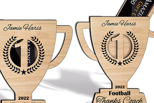 Σετ των 2 Intra απο ξύλο plywood 3mm-4mm πάχος – Λέιζερ κάτοχος δωροκάρτας προπονητή Trophy Cup Δίασταση  20x20 cm INTRAFABR-103445354