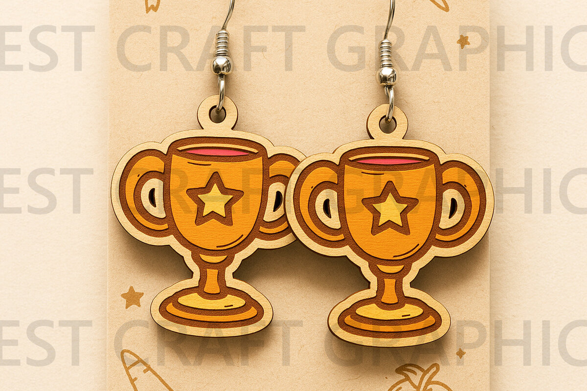 Σετ των 3 Intra απο ξύλο plywood 3mm-4mm πάχος – Trophy Earrings – Student Award Δίασταση  5x5 cm INTRAFABR-124955770