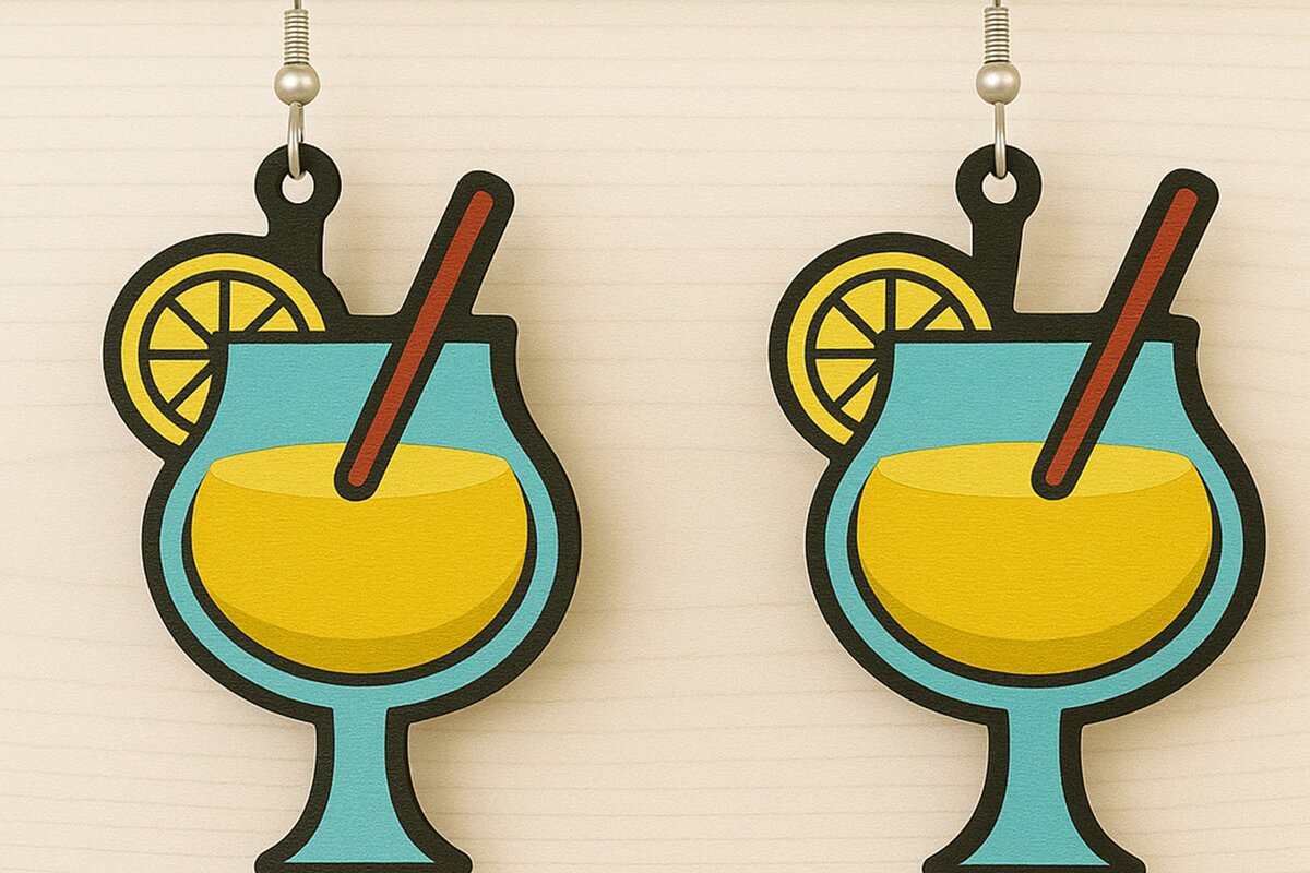 Σετ των 3 Intra απο ξύλο plywood 3mm-4mm πάχος – Tropical Cocktail Σκουλαρίκια Δίασταση  5x5 cm INTRAFABR-123080710