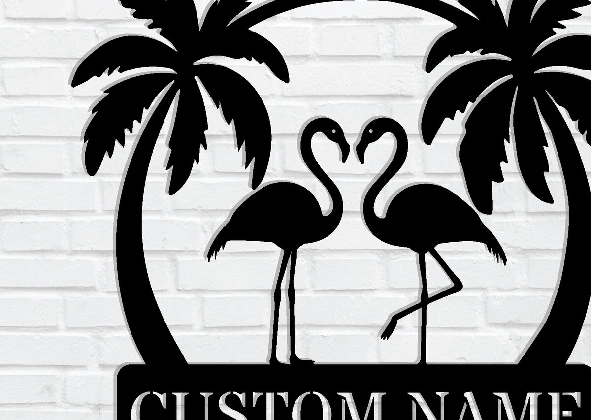 Σετ των 2 Intra απο ξύλο plywood 3mm-4mm πάχος – Μεταλλικό σημάδι Tropical Flamingo Δίασταση  20x20 cm INTRAFABR-119212741