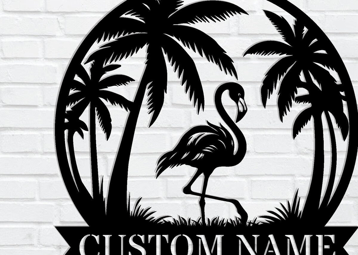 Σετ των 2 Intra απο ξύλο plywood 3mm-4mm πάχος – Μεταλλικό σημάδι Tropical Flamingo Δίασταση  20x20 cm INTRAFABR-119212707