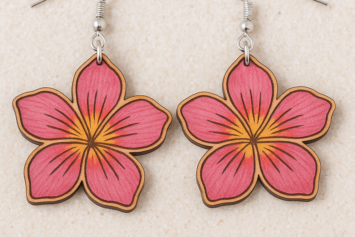 Σετ των 3 Intra απο ξύλο plywood 3mm-4mm πάχος – Σκουλαρίκια Tropical Flower Cut Laser Δίασταση  5x5 cm INTRAFABR-120914943