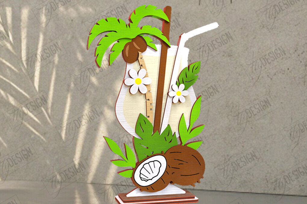 Σετ των 2 Intra απο ξύλο plywood 3mm-4mm πάχος – Τροπική στρώση ποτό κοπής με λέιζερ Δίασταση  20x20 cm INTRAFABR-122085503