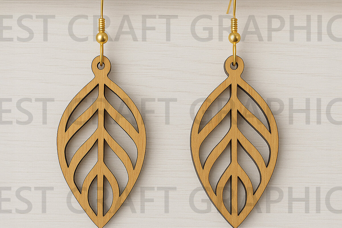 Σετ των 3 Intra απο ξύλο plywood 3mm-4mm πάχος – Tropical Leaf Drop Earrings Δίασταση  5x5 cm INTRAFABR-123755109