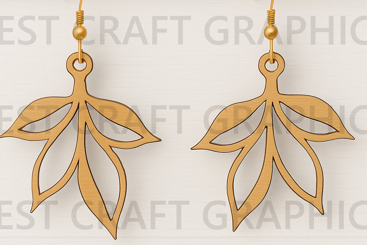 Σετ των 3 Intra απο ξύλο plywood 3mm-4mm πάχος – Σκουλαρίκια Tropical Leaf Drop Δίασταση  5x5 cm INTRAFABR-123755250