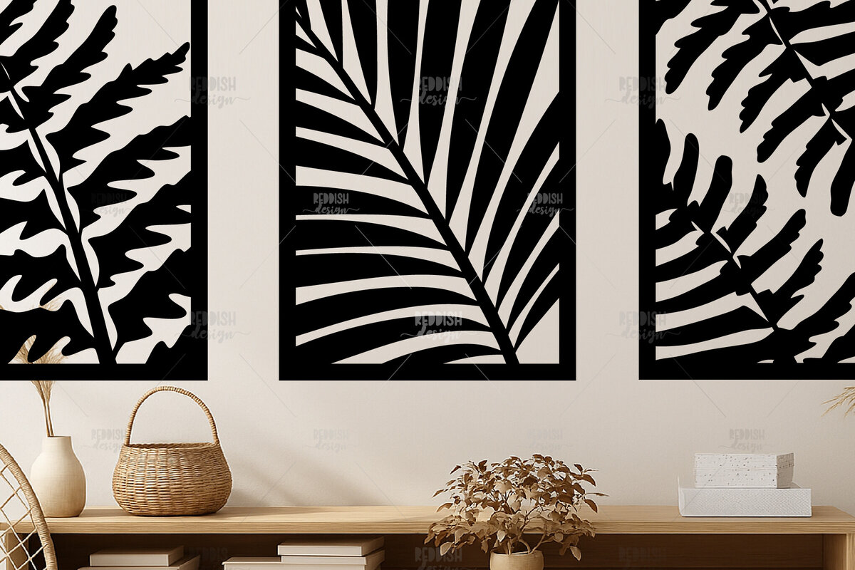 Σετ των 2 Intra απο ξύλο plywood 3mm-4mm πάχος – Σετ Tropical Leaf Art Wall Art Δίασταση  40x30 cm INTRAFABR-121722234