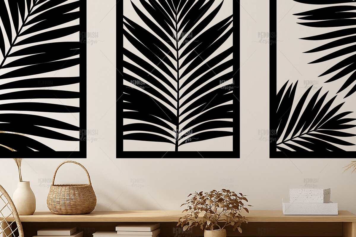 Intra απο ξύλο plywood 3mm-4mm πάχος – Σετ Tropical Leaf Art Wall Art Δίασταση  40x30 cm INTRAFABR-121722210