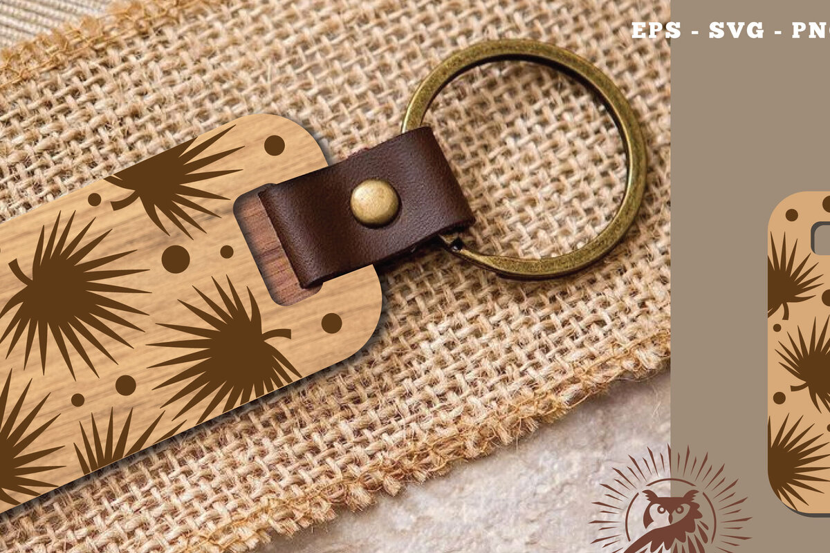 Σετ των 3 Intra απο ξύλο plywood 3mm-4mm πάχος – Μπρελόκ Tropical Leaves Cut Laser Δίασταση  5x5 cm INTRAFABR-115872682