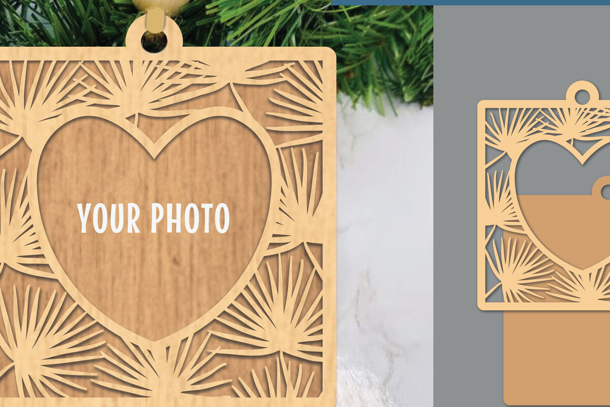 Σετ των 2 Intra απο ξύλο plywood 3mm-4mm πάχος – Κορνίζα φωτογραφιών με κομμένα λέιζερ τροπικά φύλλα Δίασταση  20x20 cm INTRAFABR-106020398