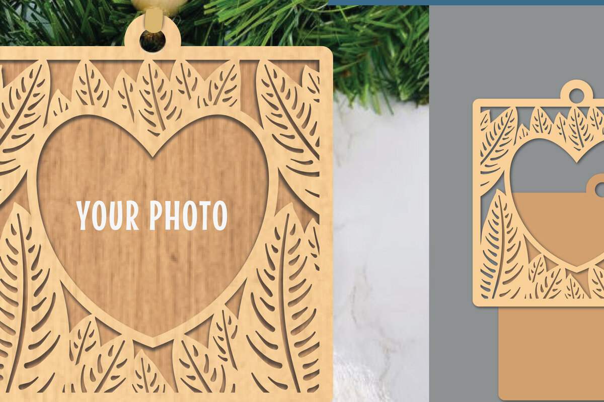 Σετ των 2 Intra απο ξύλο plywood 3mm-4mm πάχος – Κορνίζα φωτογραφιών με κομμένα λέιζερ τροπικά φύλλα Δίασταση  20x20 cm INTRAFABR-106020588