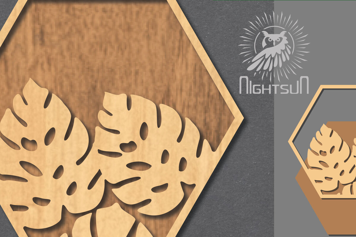 Σετ των 2 Intra απο ξύλο plywood 3mm-4mm πάχος – Σημάδι κοπής με λέιζερ τροπικών φύλλων 1 Δίασταση  20x20 cm INTRAFABR-121107227