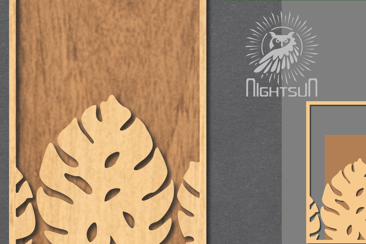 Σετ των 2 Intra απο ξύλο plywood 3mm-4mm πάχος – Σημάδι κοπής με λέιζερ τροπικών φύλλων 4 Δίασταση  20x20 cm INTRAFABR-121107309