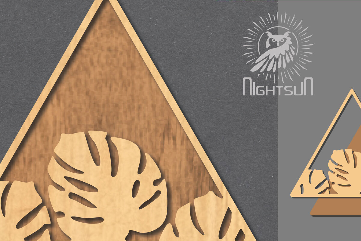 Σετ των 2 Intra απο ξύλο plywood 3mm-4mm πάχος – Σημάδι κοπής με λέιζερ τροπικών φύλλων 5 Δίασταση  20x20 cm INTRAFABR-121107386