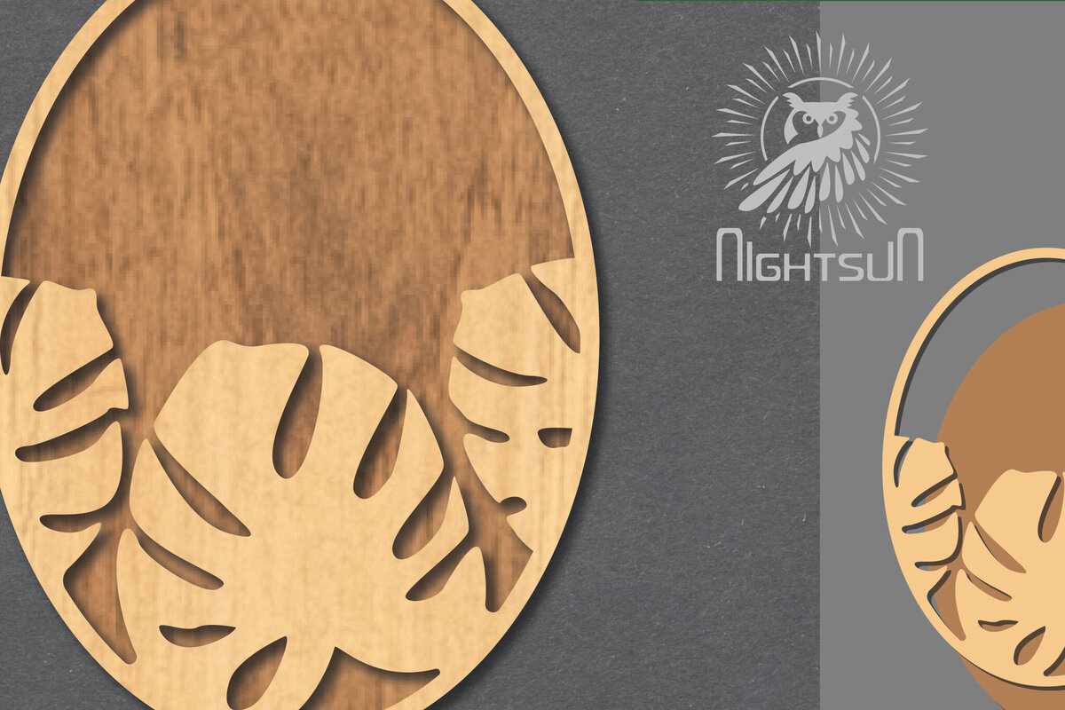 Σετ των 2 Intra απο ξύλο plywood 3mm-4mm πάχος – Σημάδι κοπής με λέιζερ τροπικών φύλλων 6 Δίασταση  20x20 cm INTRAFABR-121107454