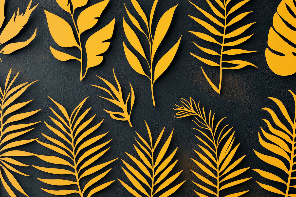 Σετ των 2 Intra απο ξύλο plywood 3mm-4mm πάχος – Δέσμη με τροπικά φύλλα Δίασταση  20x20 cm INTRAFABR-104049612