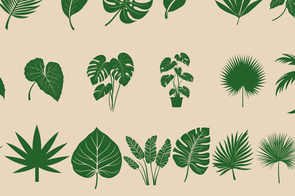 Σετ των 2 Intra απο ξύλο plywood 3mm-4mm πάχος – Tropical Leaves Bundle with Monstera Δίασταση  20x20 cm INTRAFABR-119011734