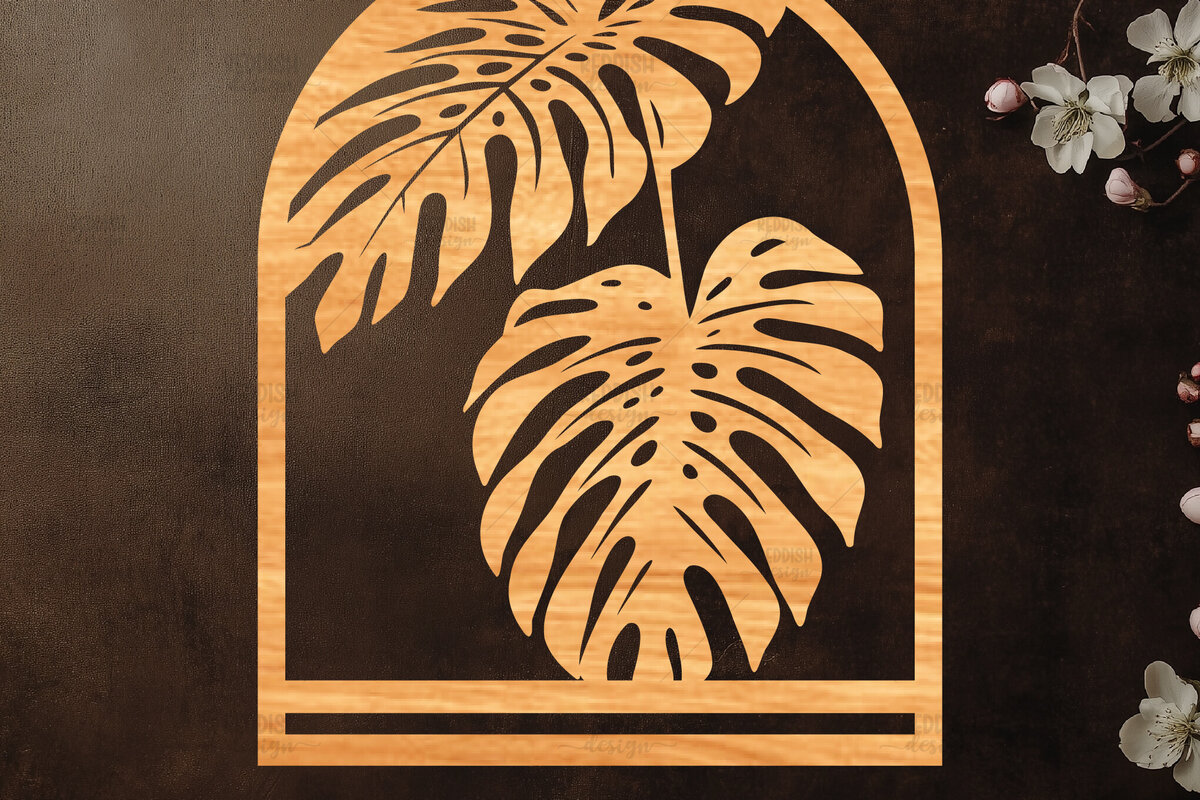 Σετ των 2 Intra απο ξύλο plywood 3mm-4mm πάχος – Tropical Macrame Holder Cut Laser Δίασταση  20x20 cm INTRAFABR-122193355