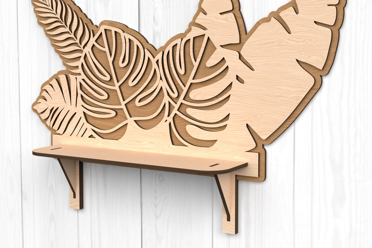 Intra απο ξύλο plywood 3mm-4mm πάχος – Ράφι τοίχου Tropical Plant Δίασταση  40x30 cm INTRAFABR-118542190