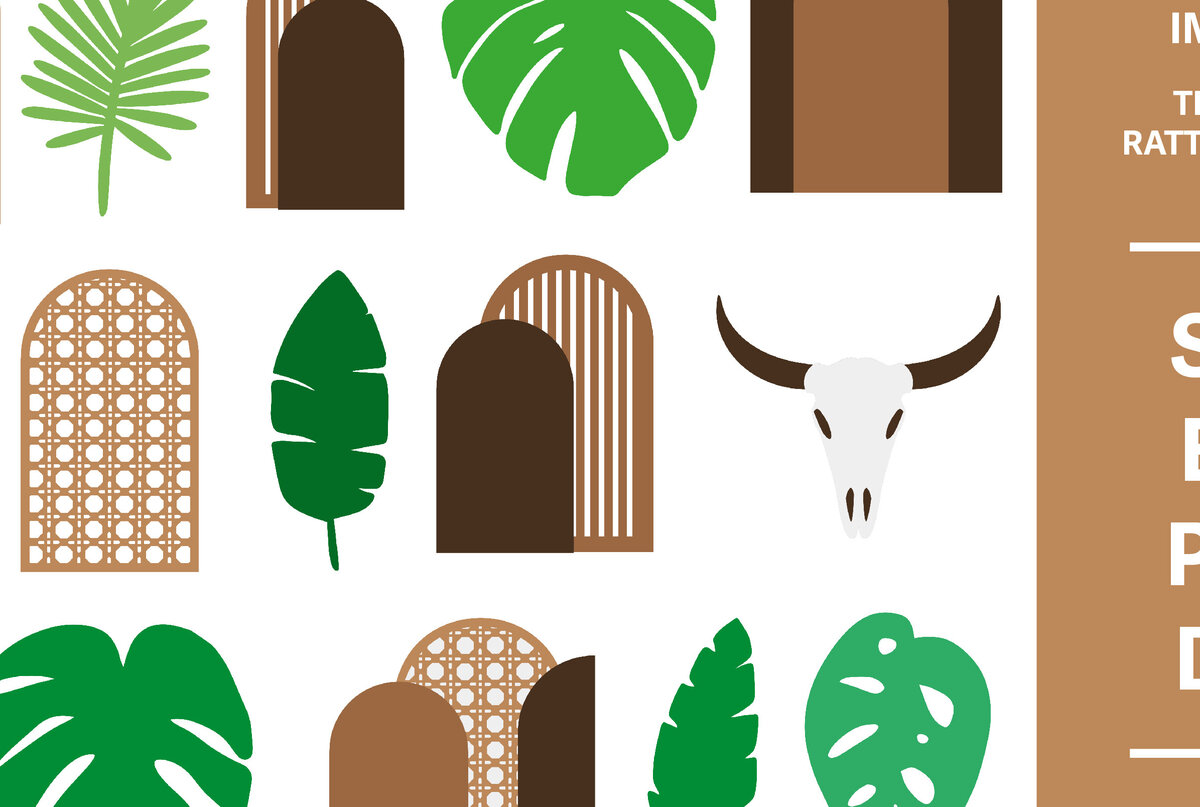 Σετ των 2 Intra απο ξύλο plywood 3mm-4mm πάχος – Πακέτο αψίδων Tropical Rattan Δίασταση  20x20 cm INTRAFABR-102290521