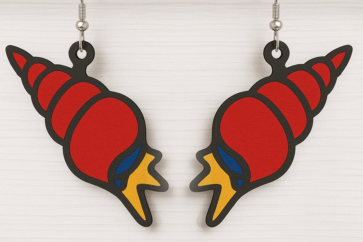 Σετ των 3 Intra απο ξύλο plywood 3mm-4mm πάχος – Tropical Spiral Shell Σκουλαρίκια Δίασταση  5x5 cm INTRAFABR-123011787