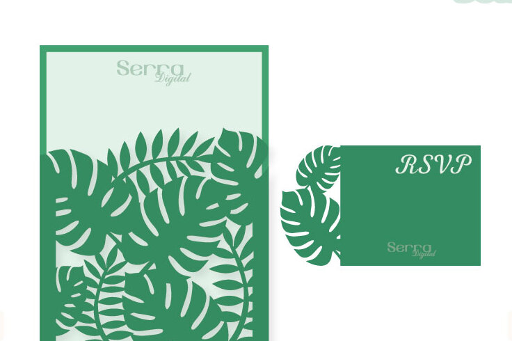 Σετ των 2 Intra απο ξύλο plywood 3mm-4mm πάχος – Τροπικό προσκλητήριο γάμου Δίασταση  20x20 cm INTRAFABR-4058498