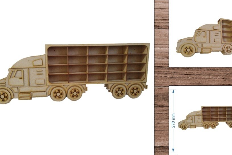 Σετ των 2 Intra απο ξύλο plywood 3mm-4mm πάχος – Φορτηγό - Δώρο - Ράφι Δίασταση  20x20 cm INTRAFABR-20247717