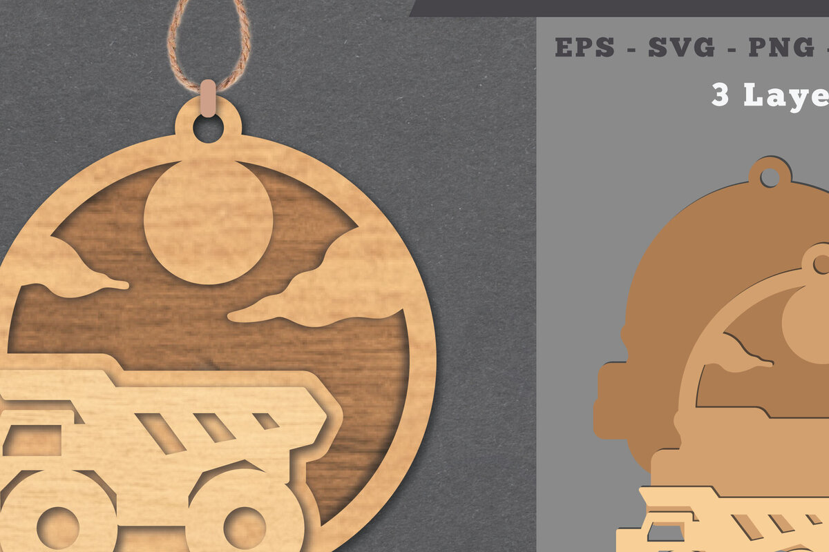 Σετ των 2 Intra απο ξύλο plywood 3mm-4mm πάχος – Truck Στολίδι Δίασταση  20x20 cm INTRAFABR-112011822