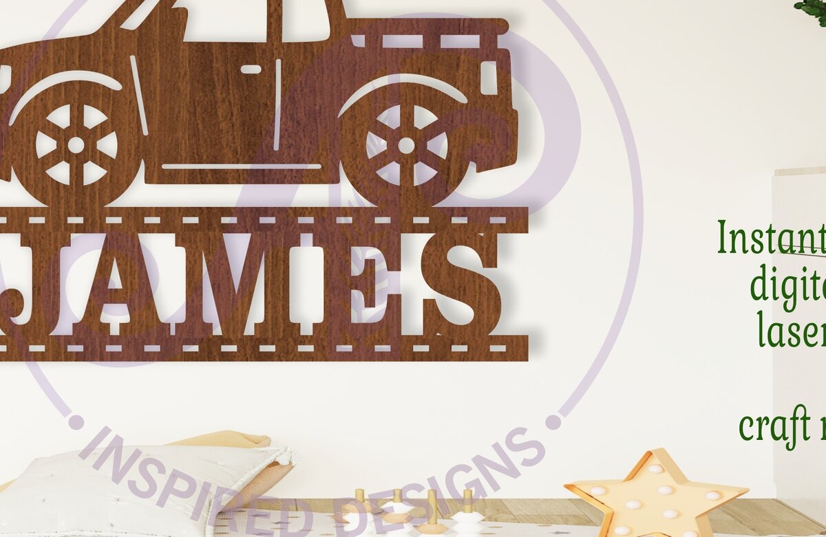 Σετ των 2 Intra απο ξύλο plywood 3mm-4mm πάχος – Αρχείο κοπής λέιζερ Sin Name Truck Δίασταση  20x20 cm INTRAFABR-105721830