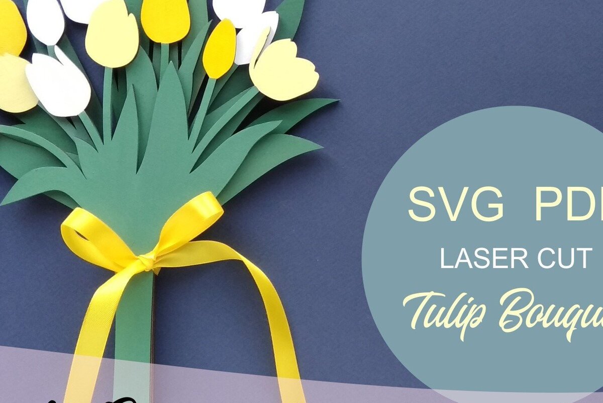 Σετ των 2 Intra απο ξύλο plywood 3mm-4mm πάχος – Μπουκέτο τουλίπας Flower Δίασταση  20x20 cm INTRAFABR-33968265