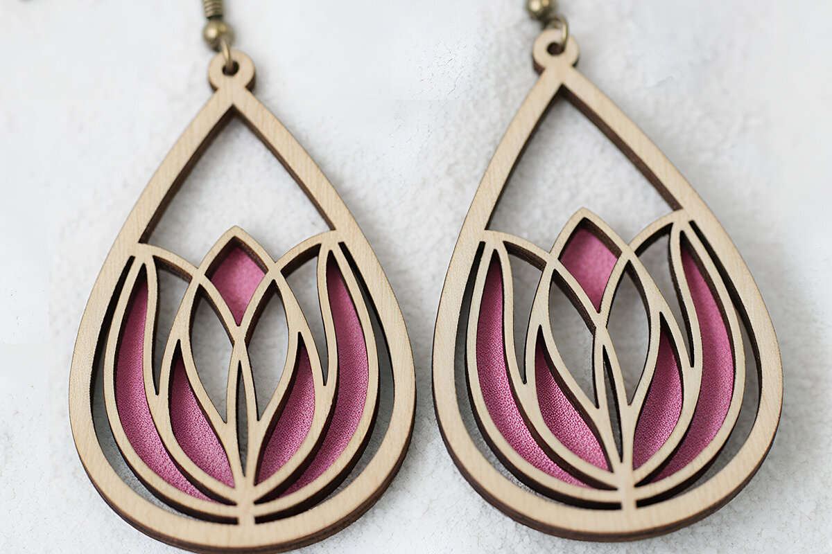 Σετ των 3 Intra απο ξύλο plywood 3mm-4mm πάχος – Αρχεία Σκουλαρίκια Tulip Δίασταση  5x5 cm INTRAFABR-121542062