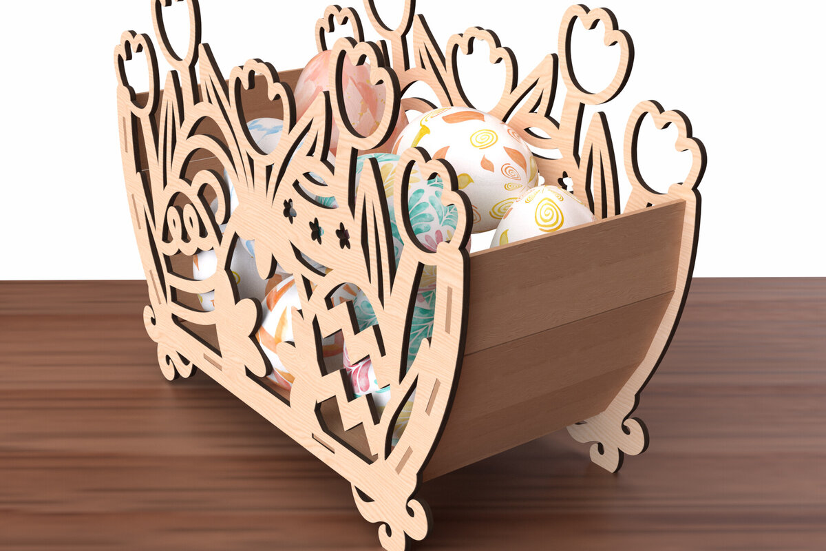 Σετ των 2 Intra απο ξύλο plywood 3mm-4mm πάχος – Τουλίπα Πασχαλινή Αυγοθήκη Δίασταση  20x20 cm INTRAFABR-116398226