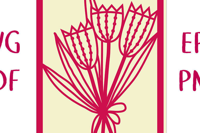 Σετ των 2 Intra απο ξύλο plywood 3mm-4mm πάχος – Κάρτα λουλουδιών τουλίπες Cut Δίασταση  20x20 cm INTRAFABR-29640399