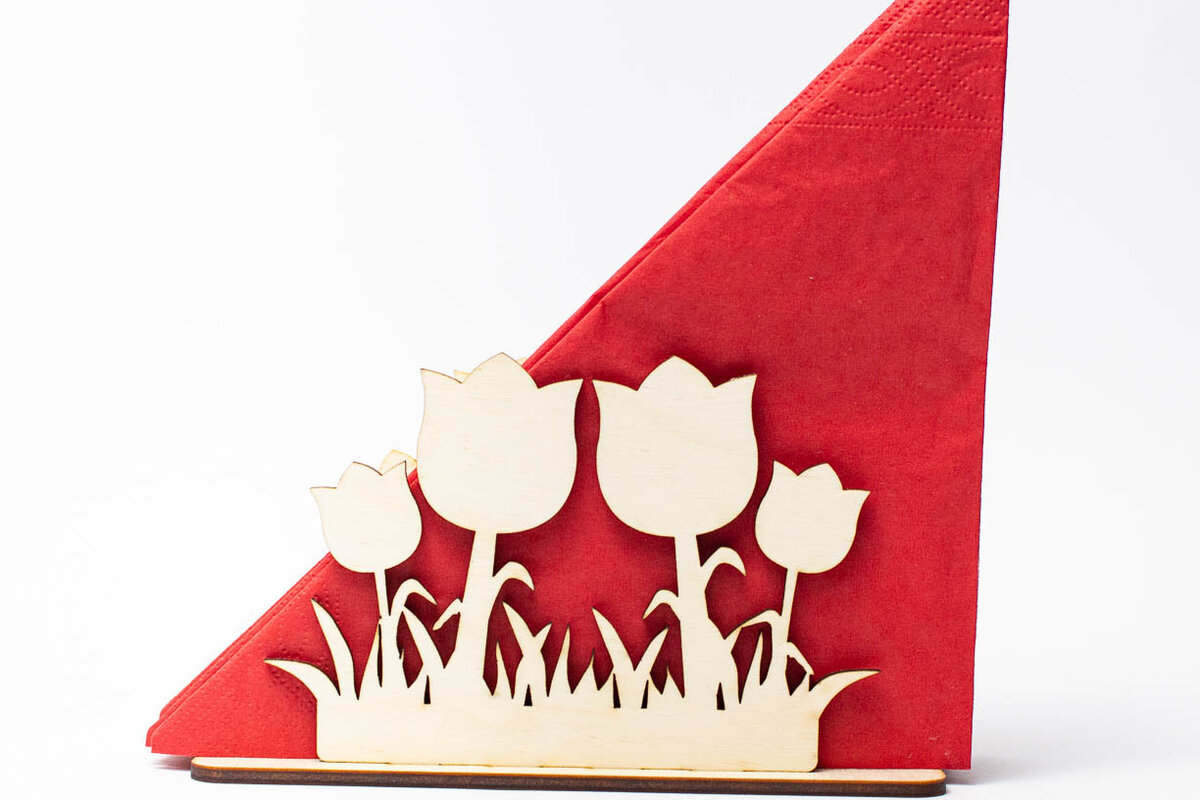 Σετ των 2 Intra απο ξύλο plywood 3mm-4mm πάχος – Θήκη για χαρτοπετσέτα Tulips Flowers Δίασταση  20x20 cm INTRAFABR-68797675