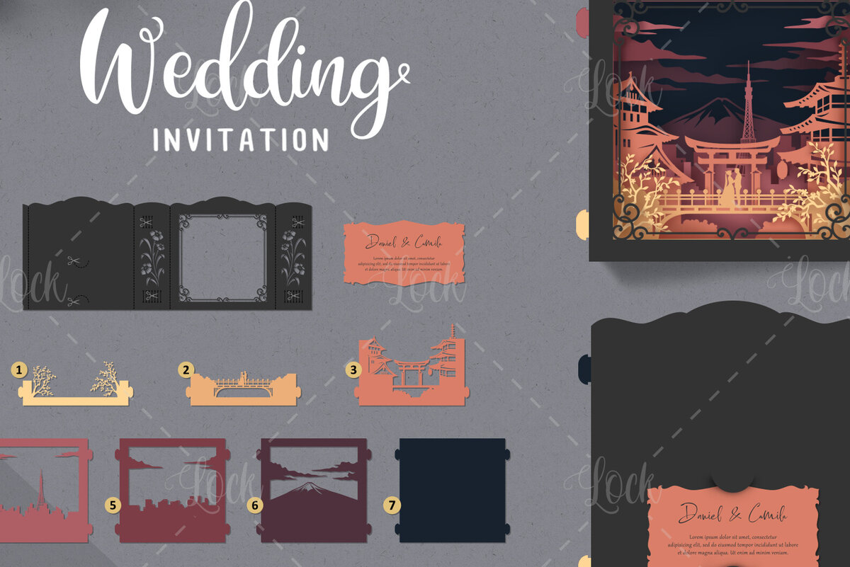 Σετ των 2 Intra απο ξύλο plywood 3mm-4mm πάχος – Tunnel Cards Προσκλητήριο γάμου στο Τόκιο Δίασταση  20x20 cm INTRAFABR-85824331