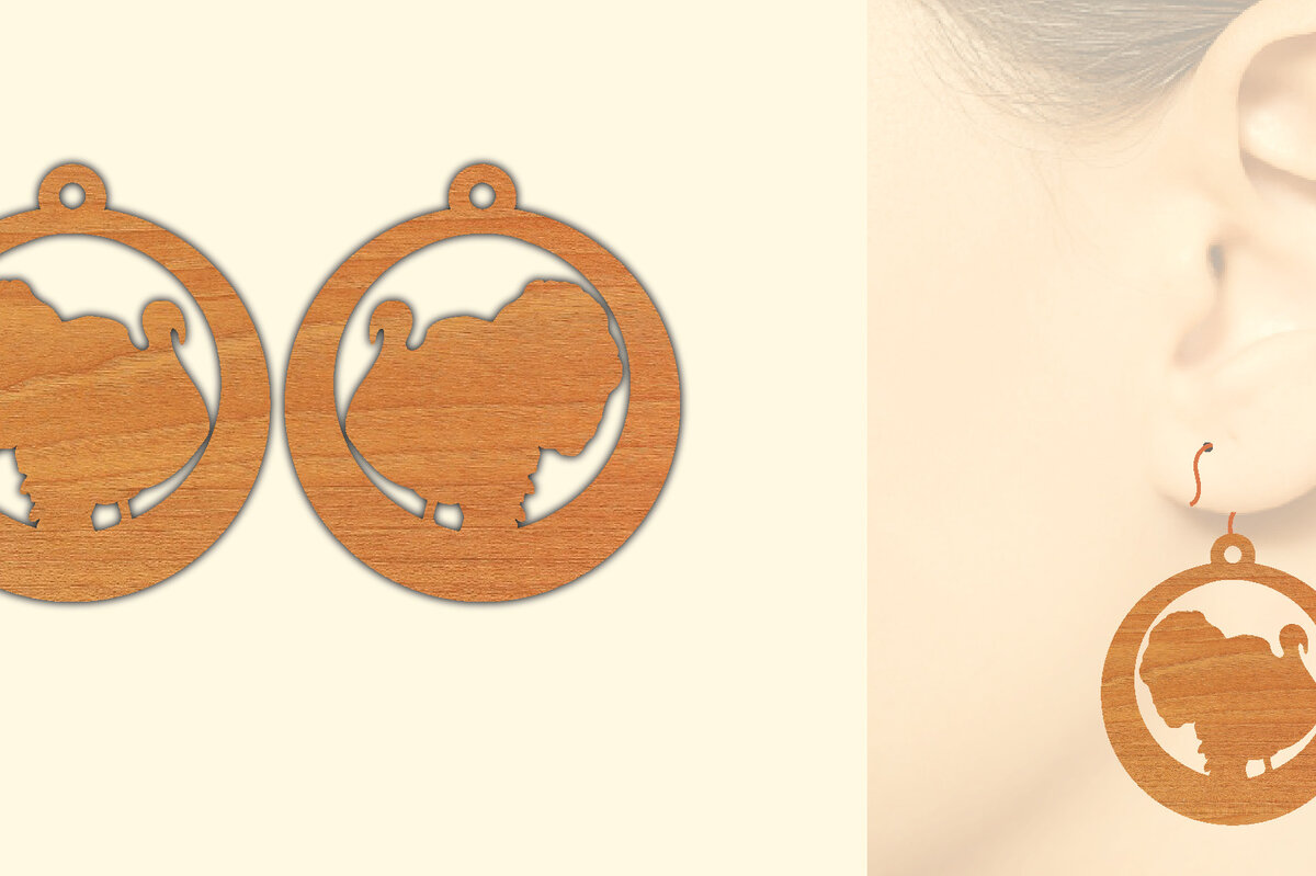 Σετ των 3 Intra απο ξύλο plywood 3mm-4mm πάχος – Ξύλινα σκουλαρίκια Τουρκίας Bird Δίασταση  5x5 cm INTRAFABR-70641162