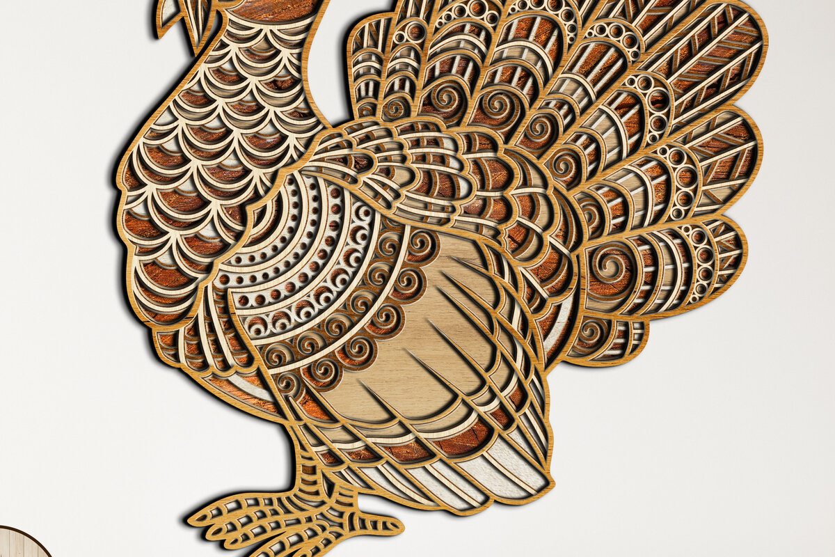 Σετ των 2 Intra απο ξύλο plywood 3mm-4mm πάχος – Αρχεία περικοπής Τουρκίας - Ευχαριστιών Δίασταση  20x20 cm INTRAFABR-13279864