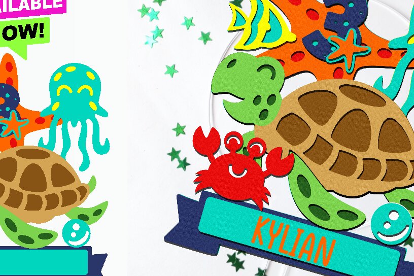 Σετ των 2 Intra απο ξύλο plywood 3mm-4mm πάχος – Tortle Cake Topper 3D Δίασταση  20x20 cm INTRAFABR-105144644