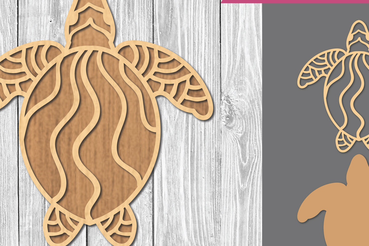 Σετ των 2 Intra απο ξύλο plywood 3mm-4mm πάχος – Χελώνα Mandala Διακόσμηση Δίασταση  20x20 cm INTRAFABR-109412104