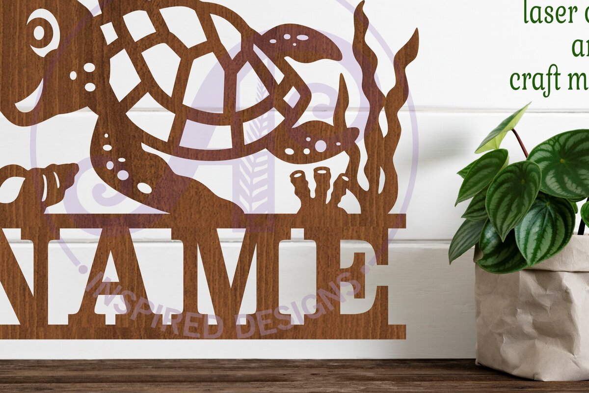 Σετ των 2 Intra απο ξύλο plywood 3mm-4mm πάχος – Πρότυπο κοπής με λέιζερ Sin Name Turtle Δίασταση  20x20 cm INTRAFABR-91313556