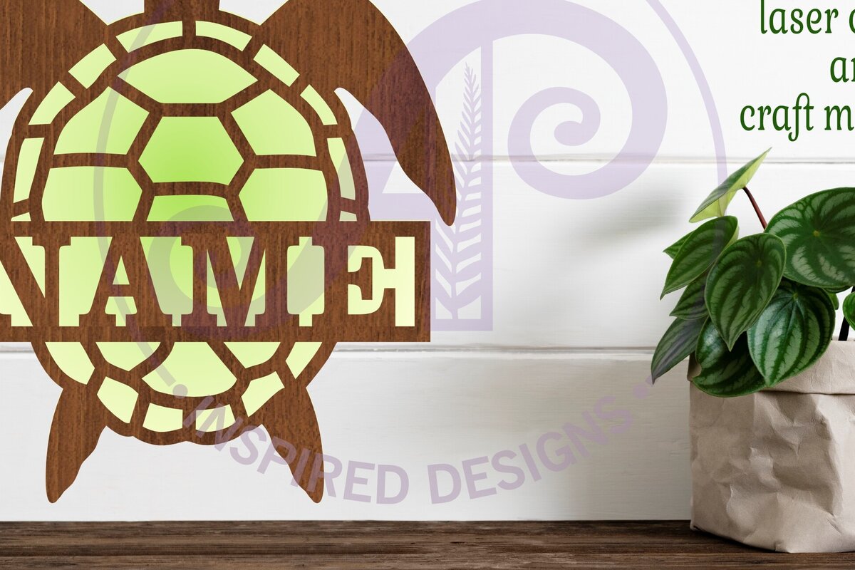 Σετ των 2 Intra απο ξύλο plywood 3mm-4mm πάχος – Πρότυπο κοπής με λέιζερ Sin Name Turtle Δίασταση  20x20 cm INTRAFABR-91234729