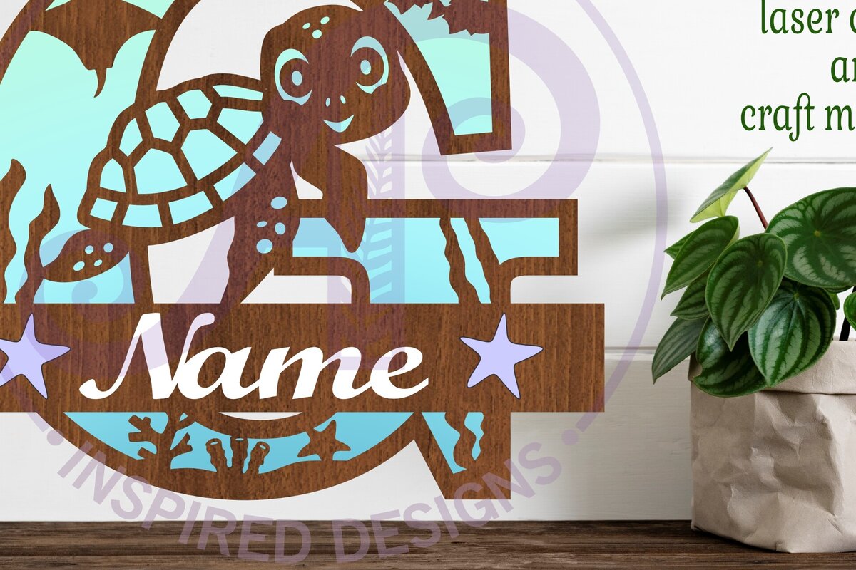 Σετ των 2 Intra απο ξύλο plywood 3mm-4mm πάχος – Μονόγραμμα κεφαλαιουχικής χελώνας G Δίασταση  20x20 cm INTRAFABR-94203947