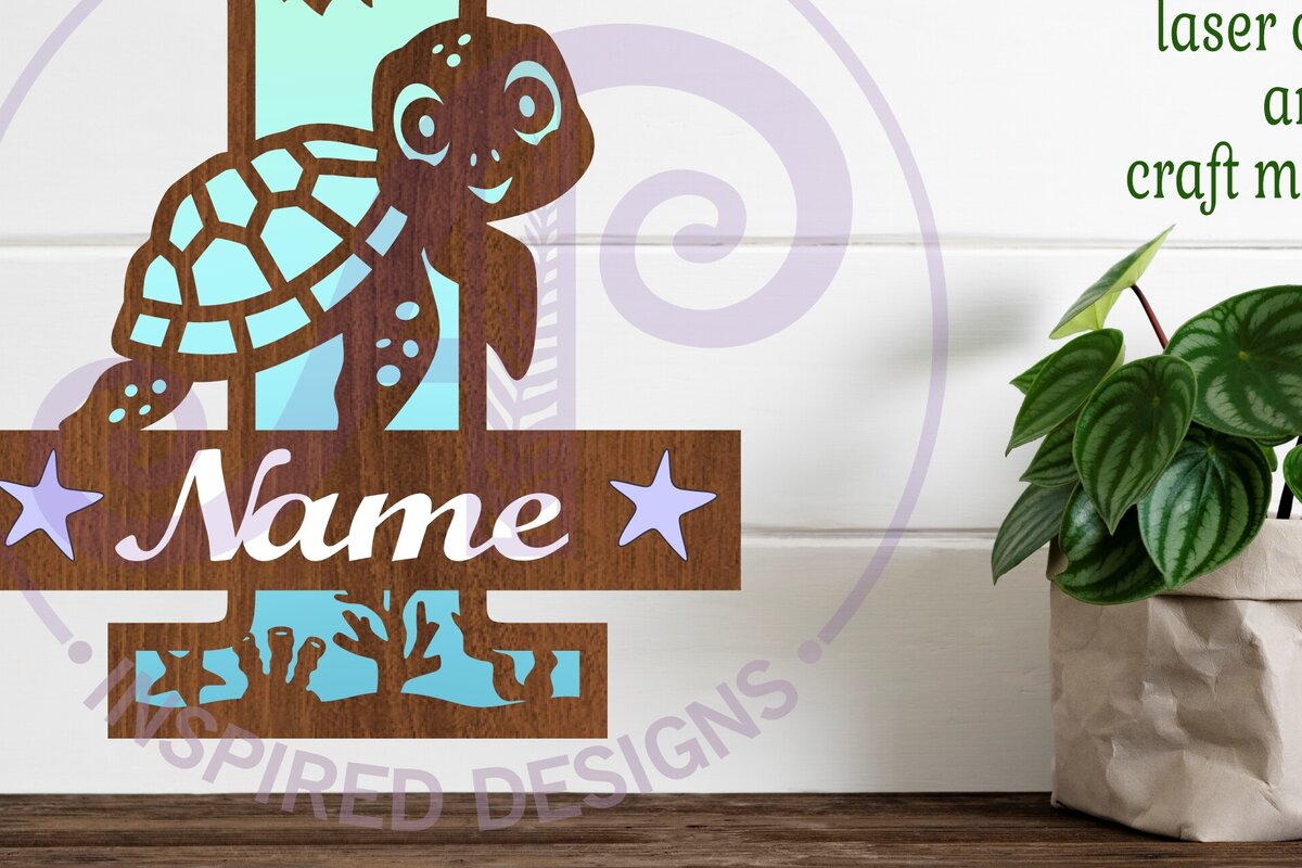 Σετ των 2 Intra απο ξύλο plywood 3mm-4mm πάχος – Μονόγραμμα κεφαλαίου της χελώνας Ωκεανός Επιστολή I Δίασταση  20x20 cm INTRAFABR-94204005