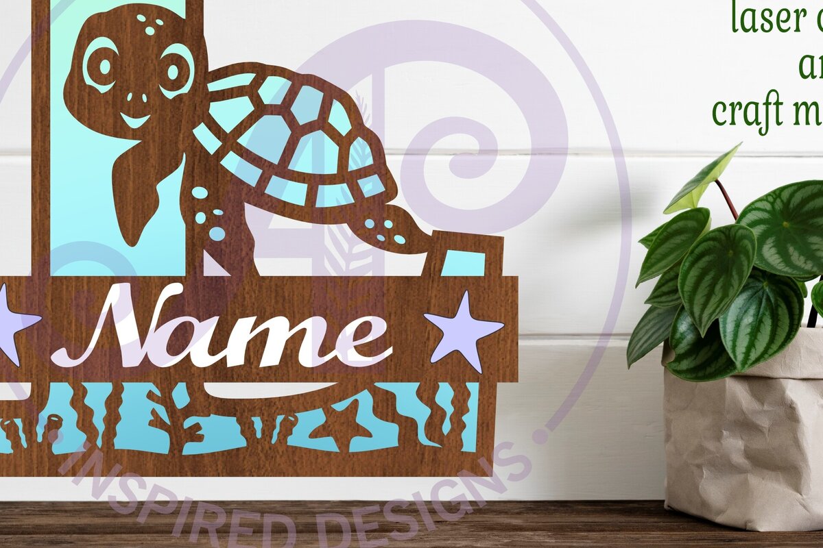 Σετ των 2 Intra απο ξύλο plywood 3mm-4mm πάχος – Μονόγραμμα κεφαλαίου της χελώνας L Δίασταση  20x20 cm INTRAFABR-94204358